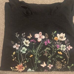 Women's Black Floral Graphic Tank Top